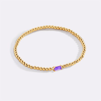Bracciale con Pietra di Nascita e Perline Dorate