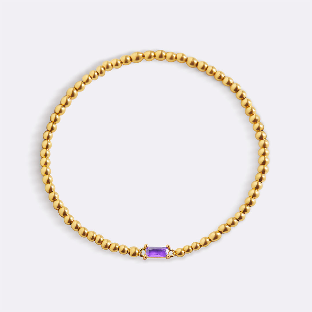 Bracciale con Pietra di Nascita e Perline Dorate