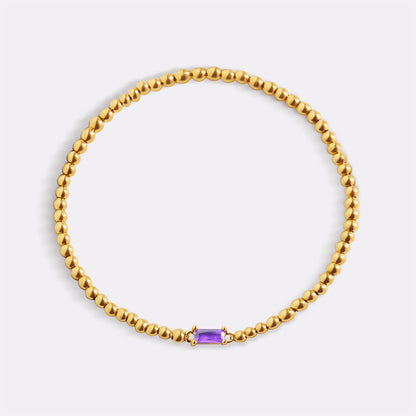 Bracciale con Pietra di Nascita e Perline Dorate