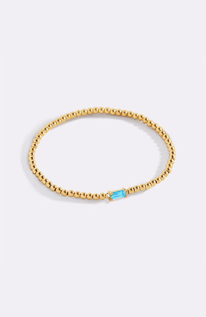 Bracciale con Pietra di Nascita e Perline Dorate