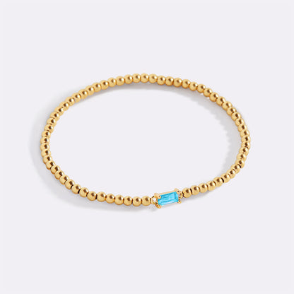 Bracciale con Pietra di Nascita e Perline Dorate