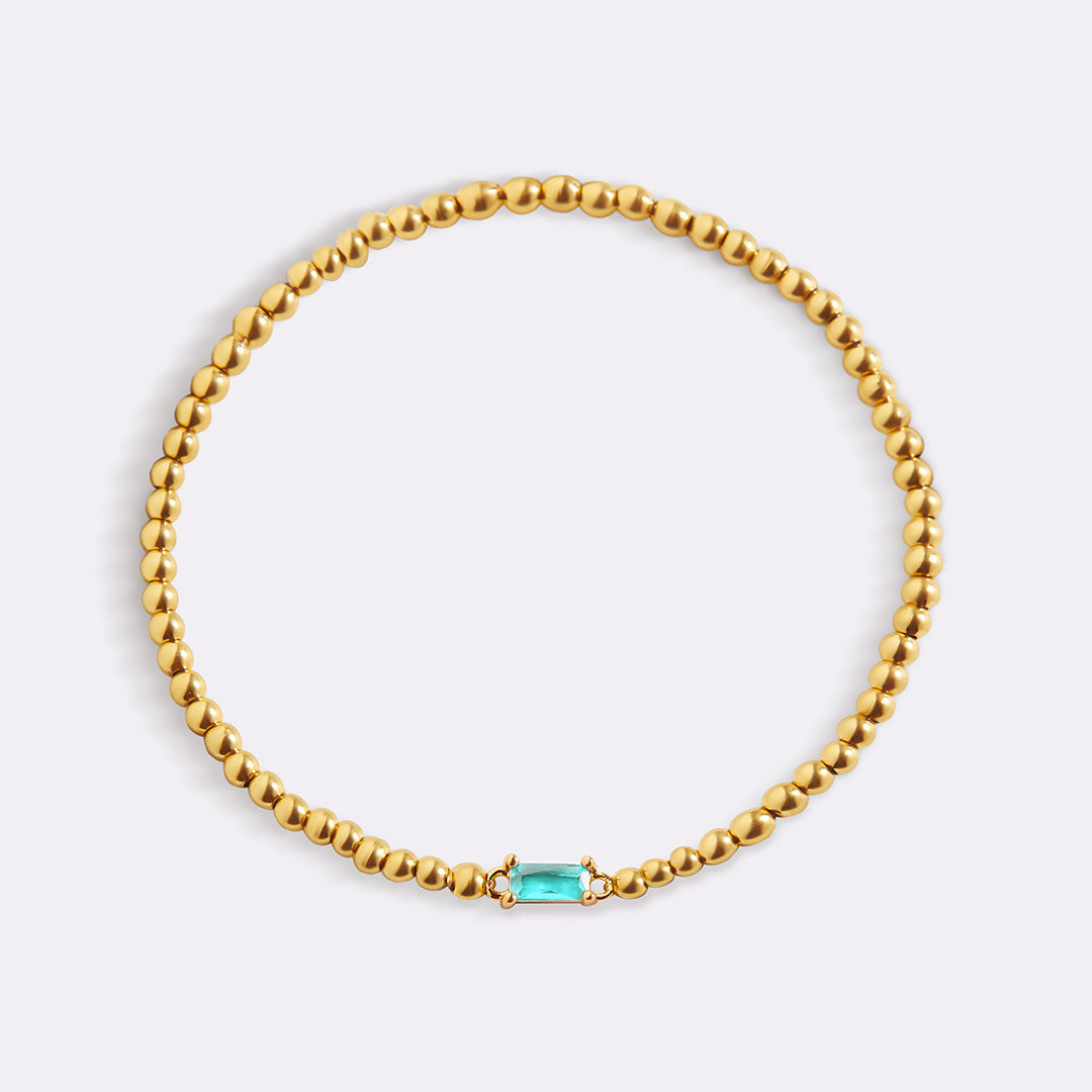 Bracciale con Pietra di Nascita e Perline Dorate