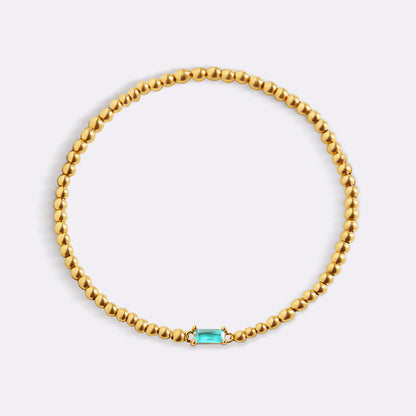 Bracciale con Pietra di Nascita e Perline Dorate