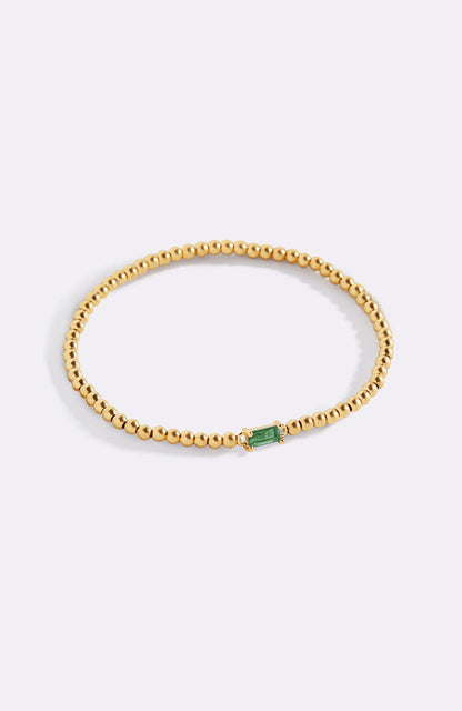 Bracciale con Pietra di Nascita e Perline Dorate