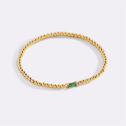Bracciale con Pietra di Nascita e Perline Dorate