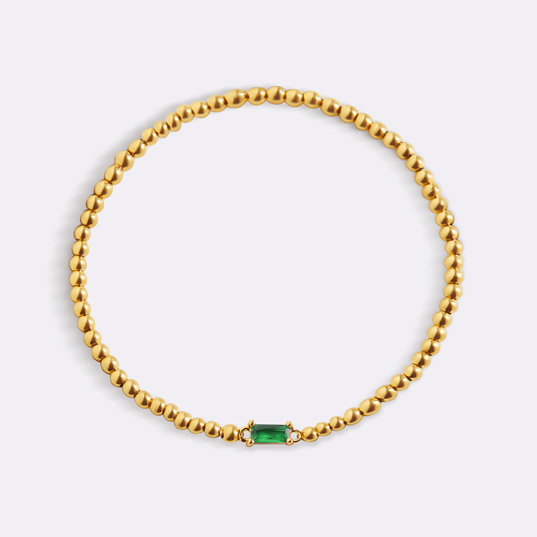 Bracciale con Pietra di Nascita e Perline Dorate