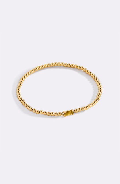 Bracciale con Pietra di Nascita e Perline Dorate
