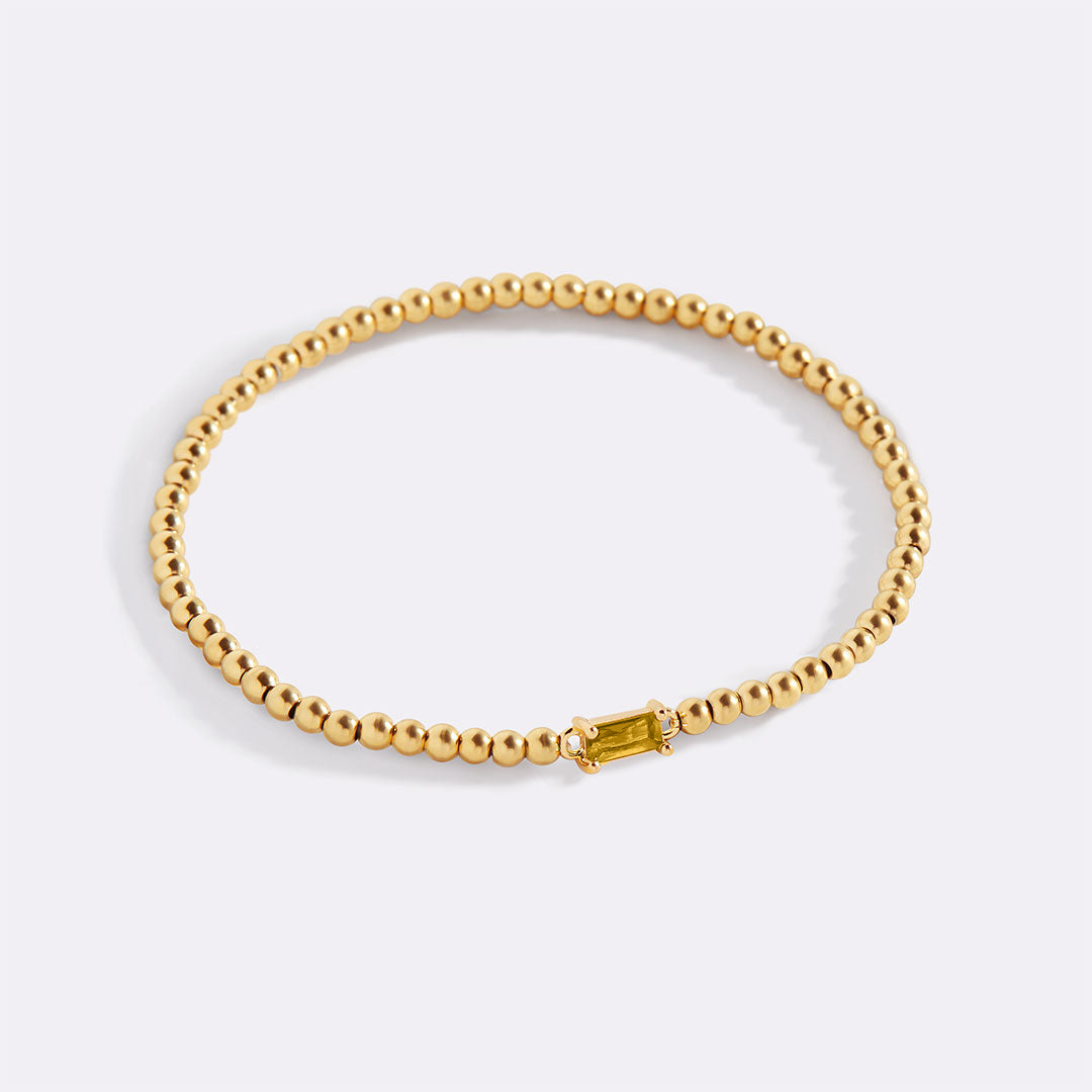 Bracciale con Pietra di Nascita e Perline Dorate
