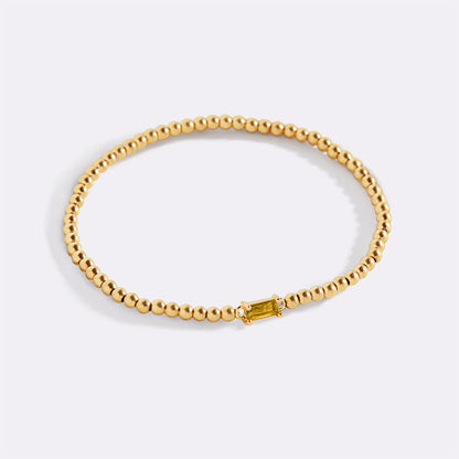 Bracciale con Pietra di Nascita e Perline Dorate