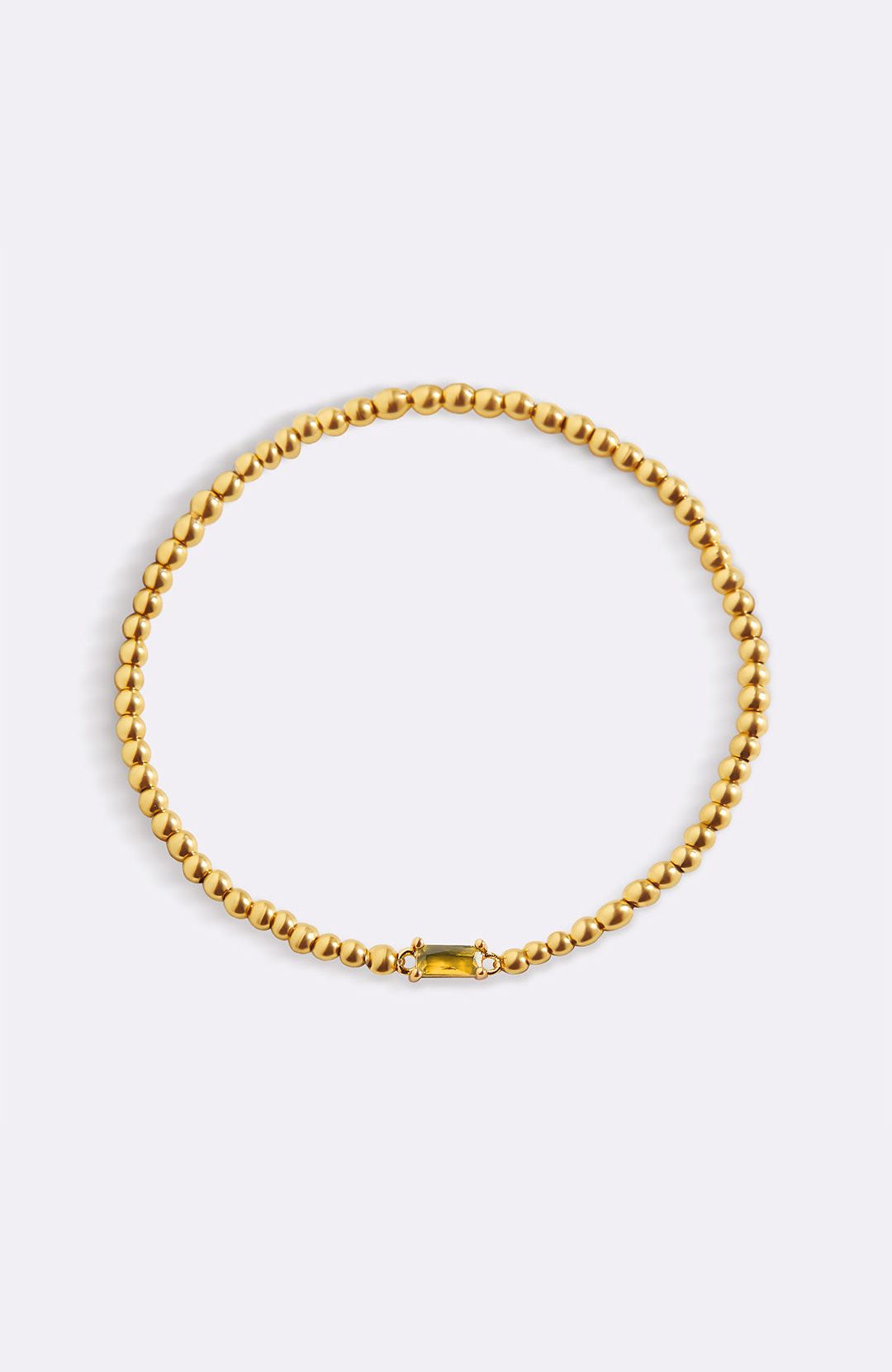 Bracciale con Pietra di Nascita e Perline Dorate