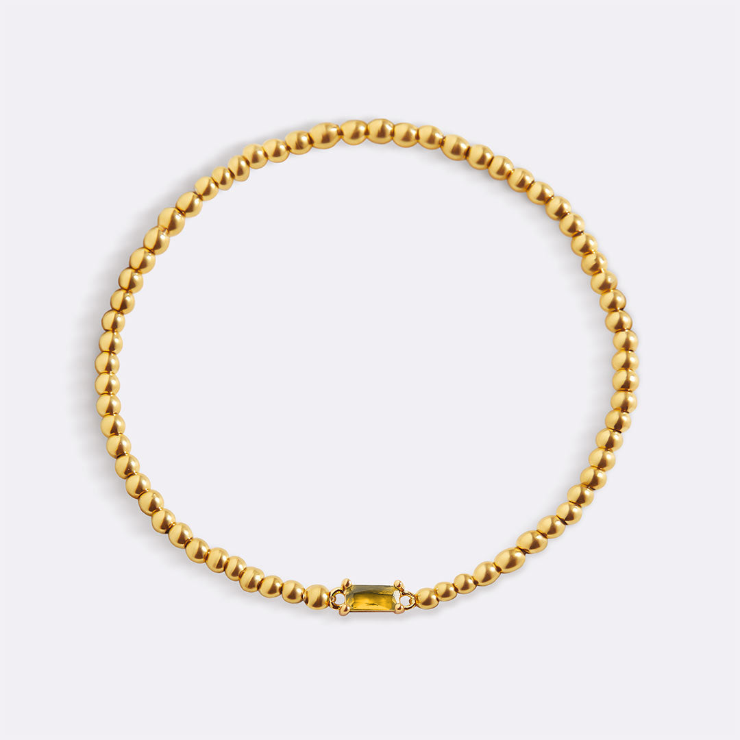 Bracciale con Pietra di Nascita e Perline Dorate