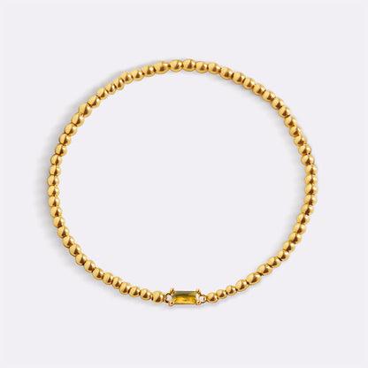 Bracciale con Pietra di Nascita e Perline Dorate