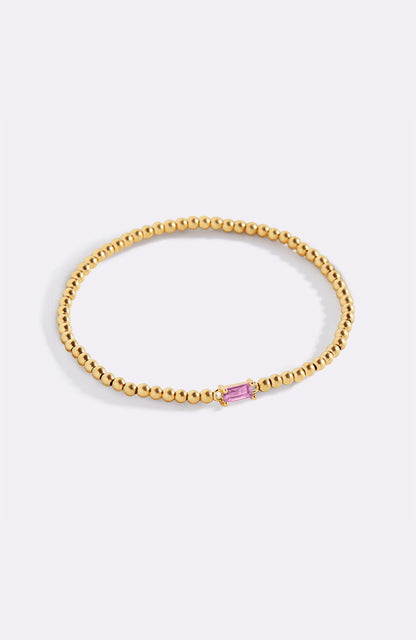 Bracciale con Pietra di Nascita e Perline Dorate