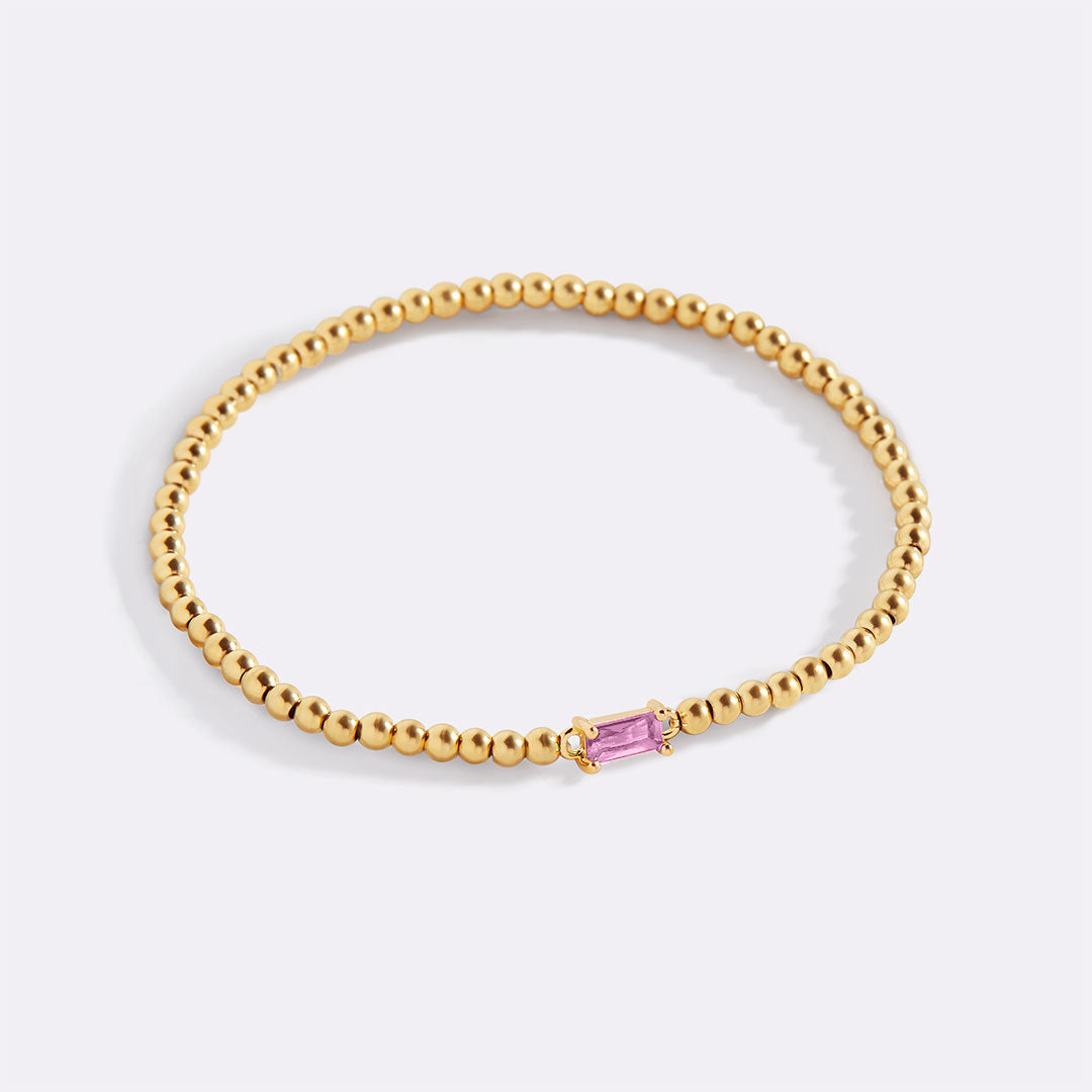 Bracciale con Pietra di Nascita e Perline Dorate