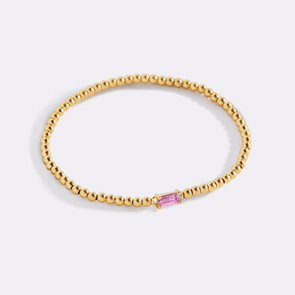 Bracciale con Pietra di Nascita e Perline Dorate