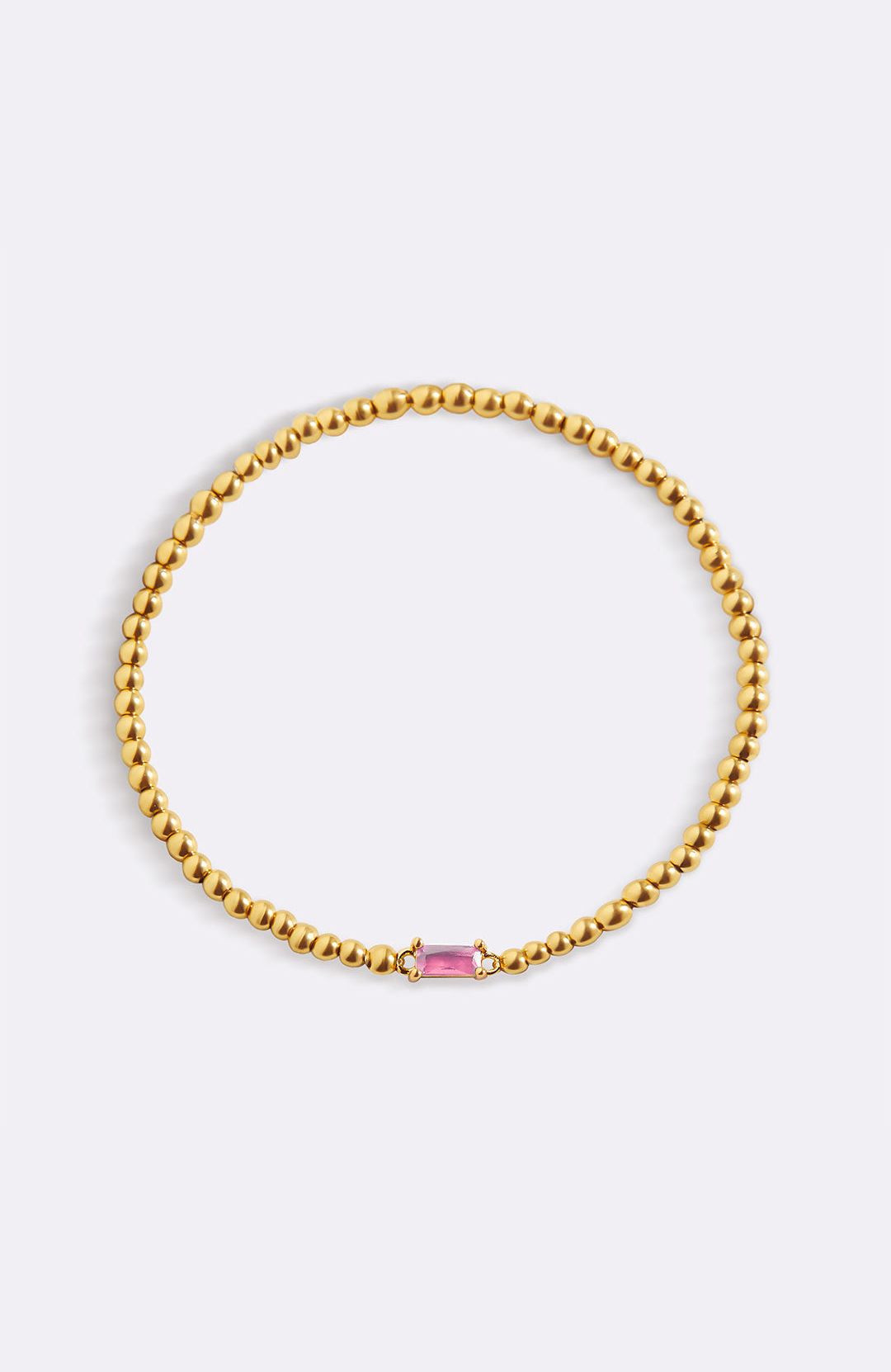 Bracciale con Pietra di Nascita e Perline Dorate