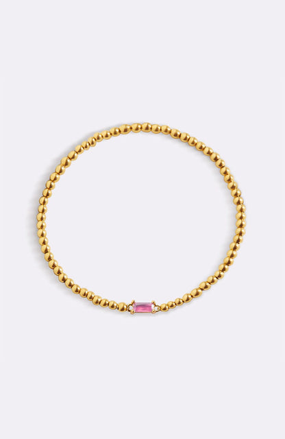 Bracciale con Pietra di Nascita e Perline Dorate