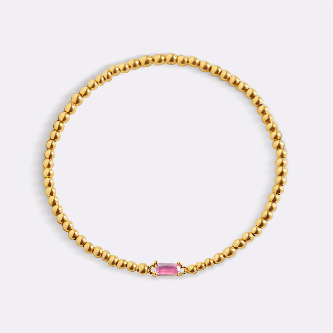 Bracciale con Pietra di Nascita e Perline Dorate