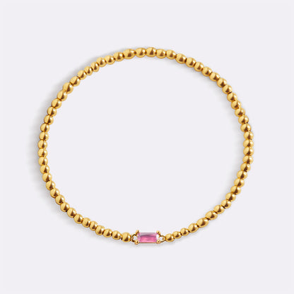 Bracciale con Pietra di Nascita e Perline Dorate