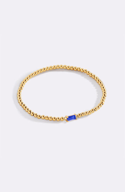 Bracciale con Pietra di Nascita e Perline Dorate
