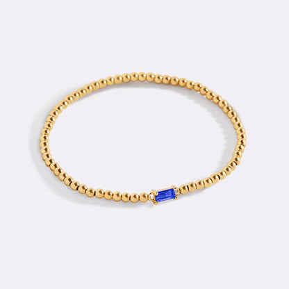 Bracciale con Pietra di Nascita e Perline Dorate