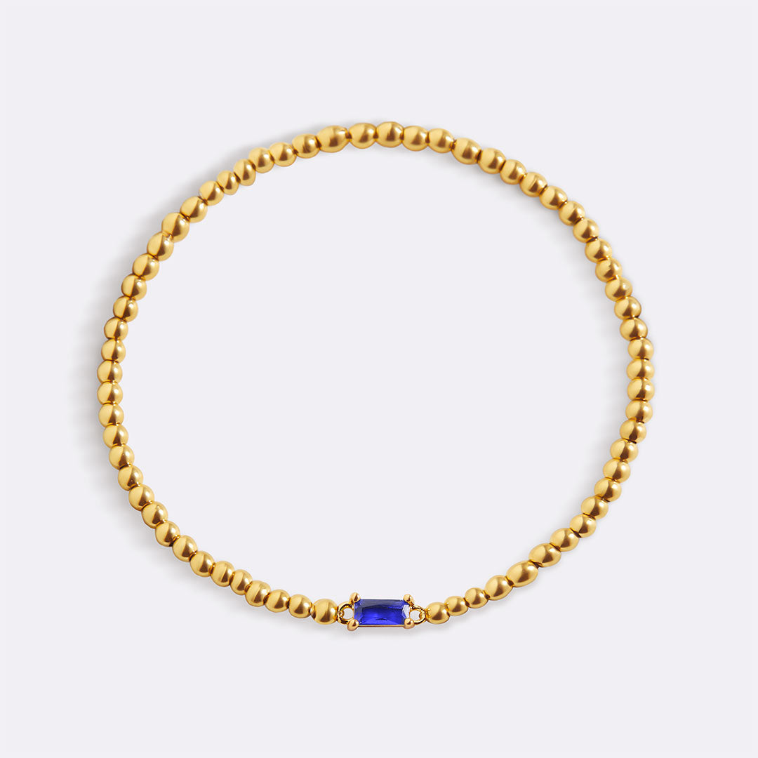 Bracciale con Pietra di Nascita e Perline Dorate