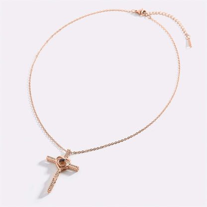 Heart and cross photo necklace