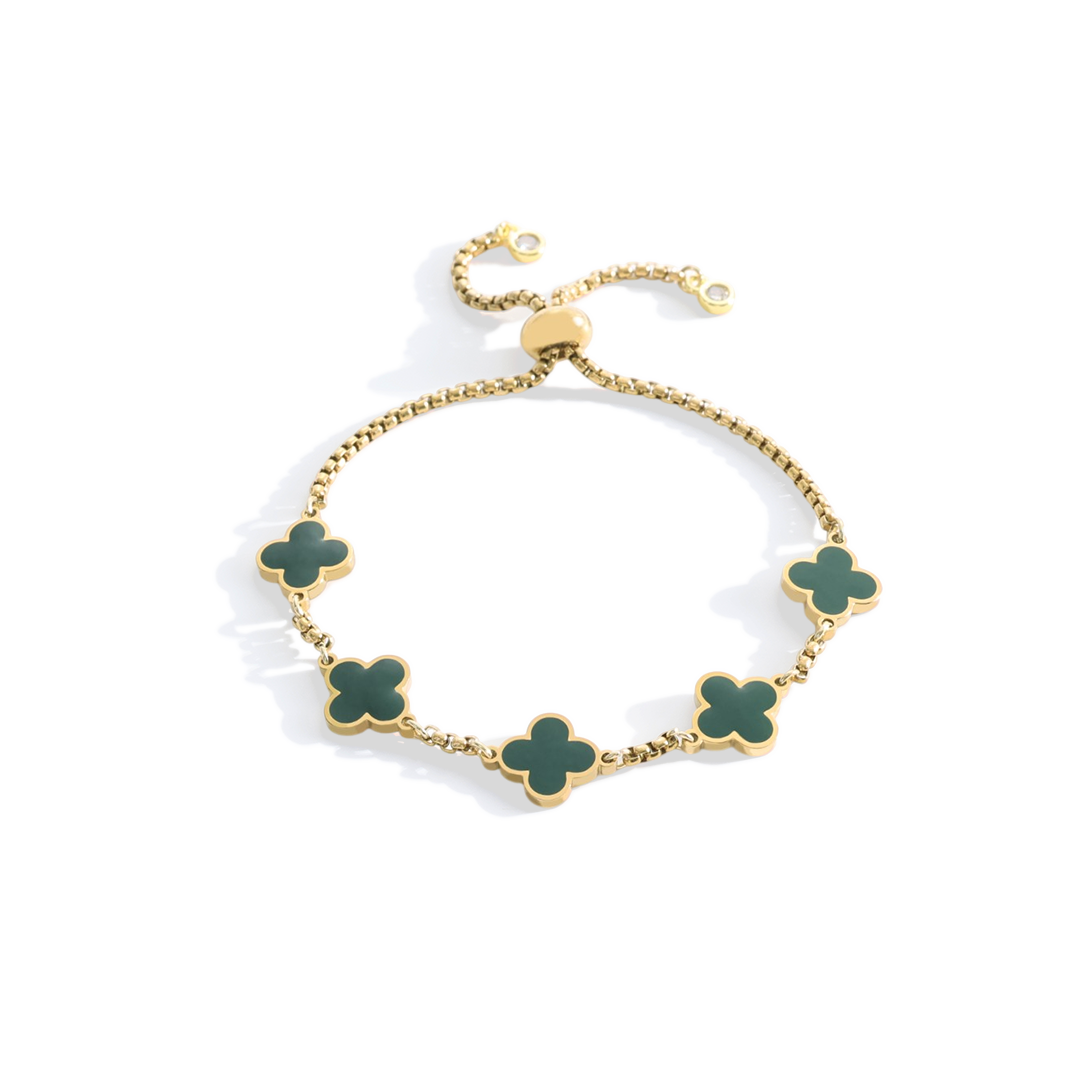 Bracciale smaltato a quadrifoglio