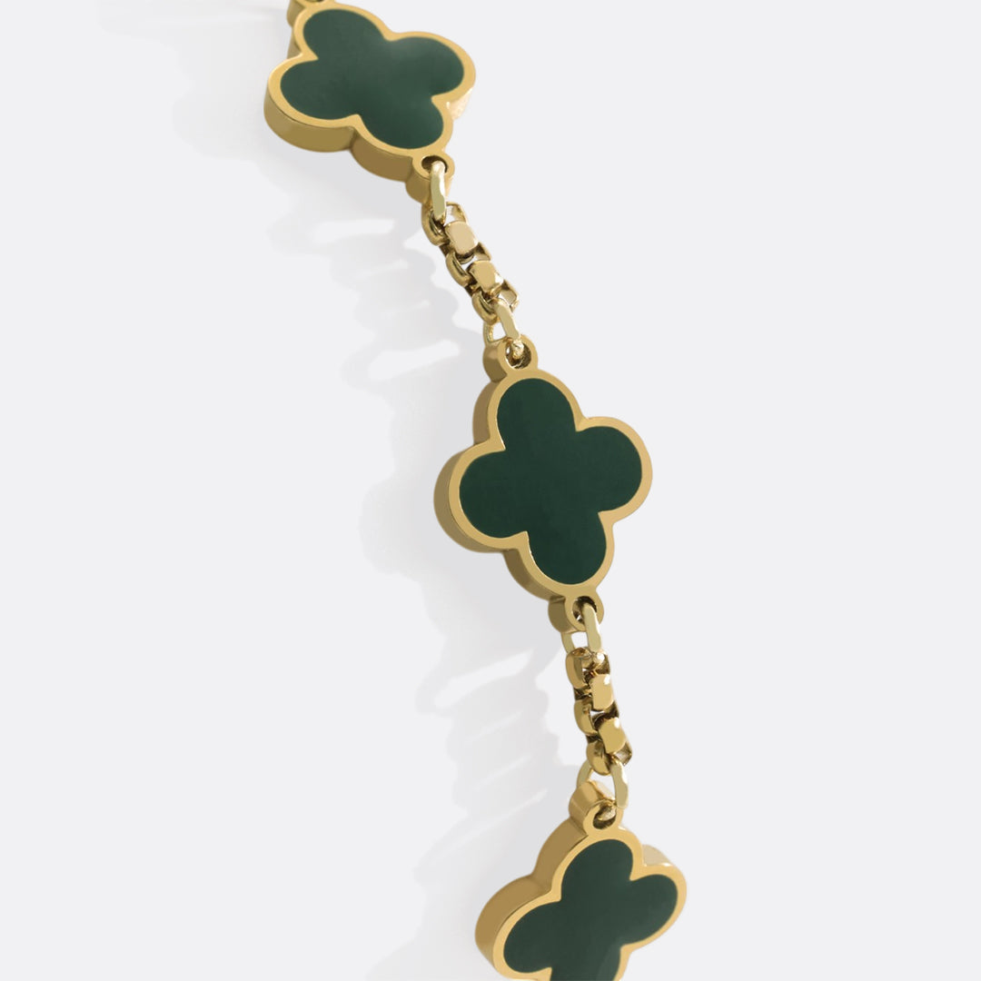 Bracciale smaltato a quadrifoglio