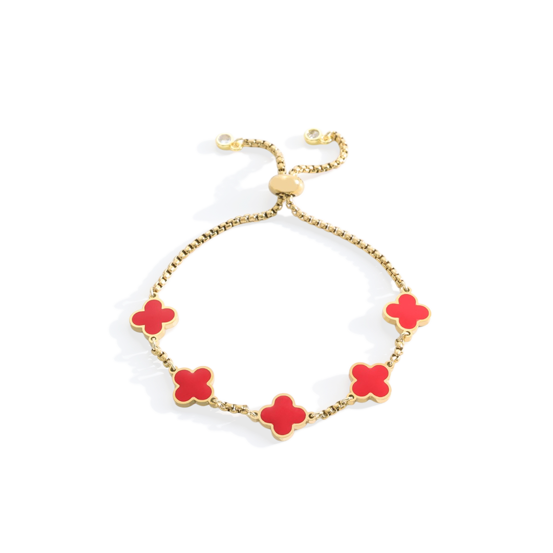 Bracciale smaltato a quadrifoglio