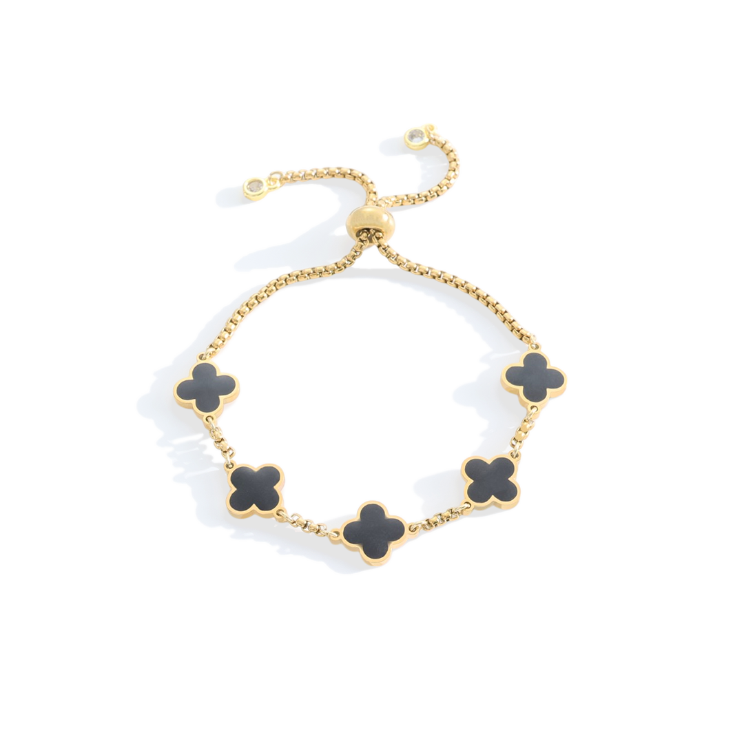 Bracciale smaltato a quadrifoglio