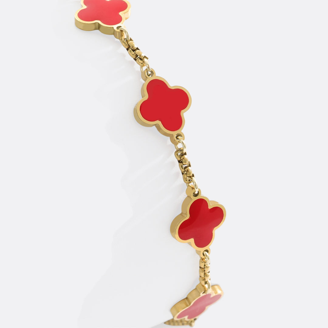 Bracciale smaltato a quadrifoglio