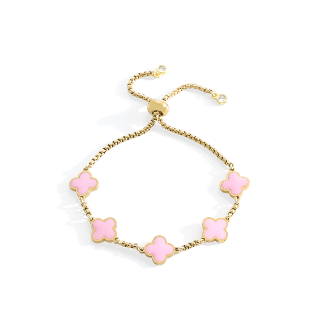 Bracciale smaltato a quadrifoglio