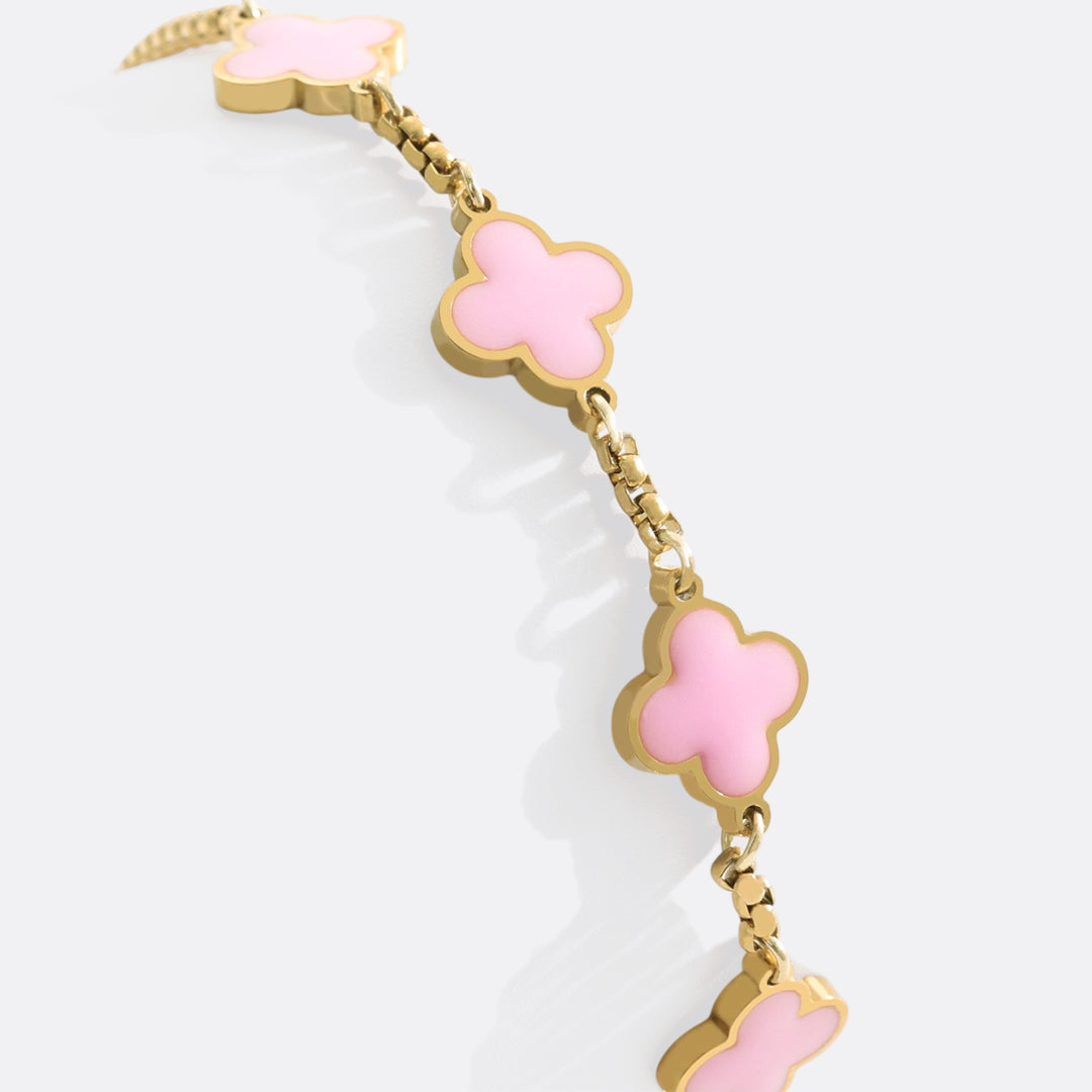 Bracciale smaltato a quadrifoglio
