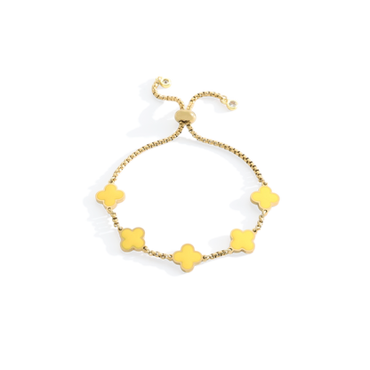 Bracciale smaltato a quadrifoglio