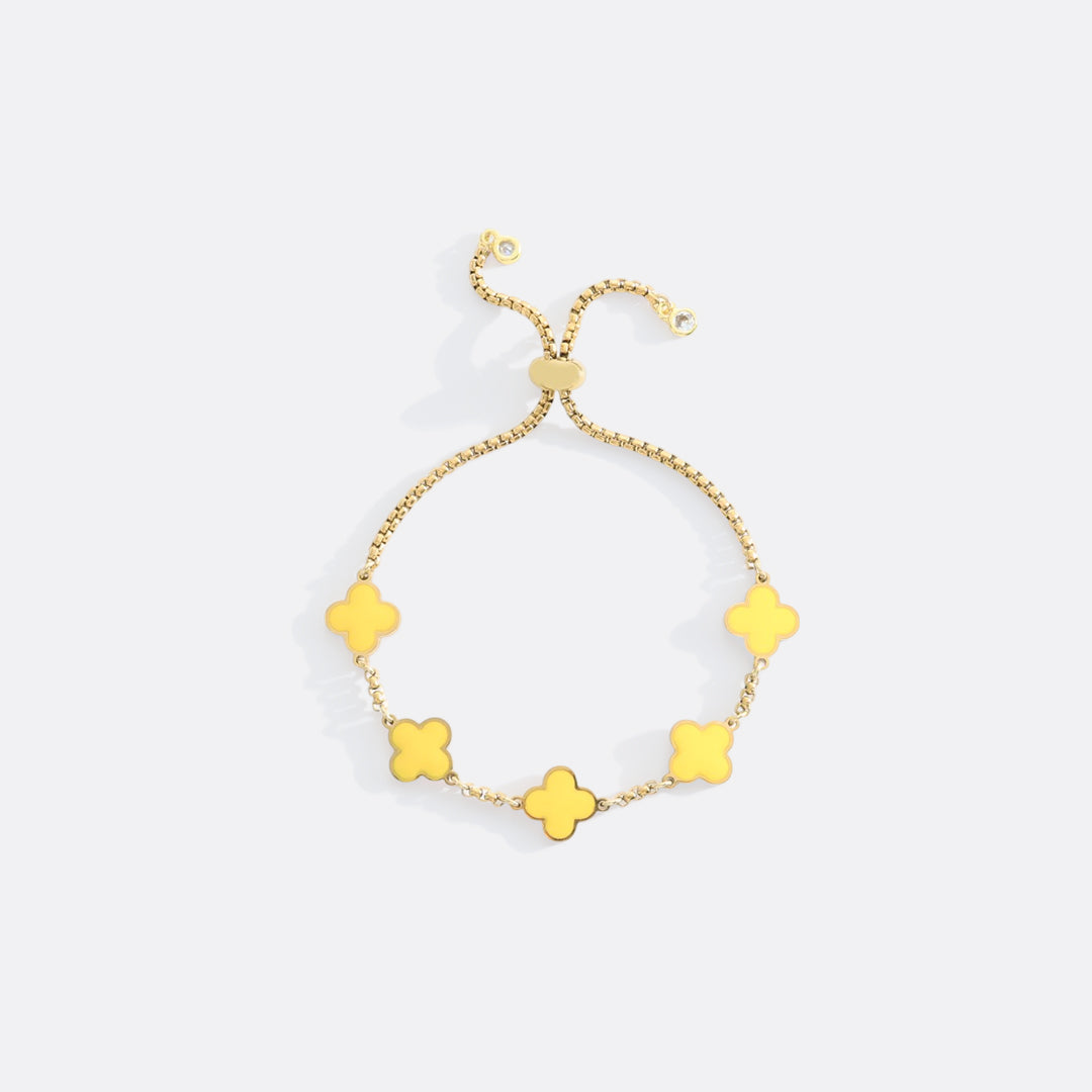 Bracciale smaltato a quadrifoglio