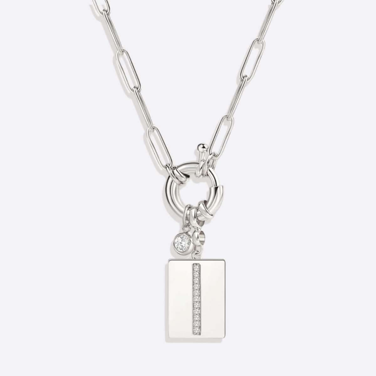 Collana con ciondolo iniziale Pave e catena a graffetta