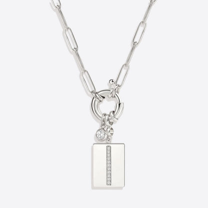 Collana con ciondolo iniziale Pave e catena a graffetta