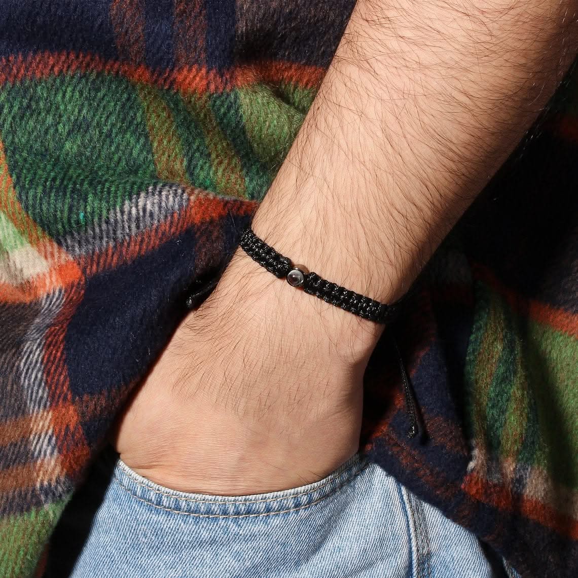 Personalized braided bracelet with photo