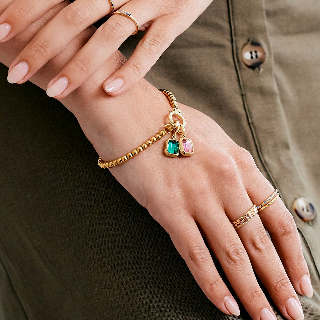 Charm con pietra di nascita a baguette