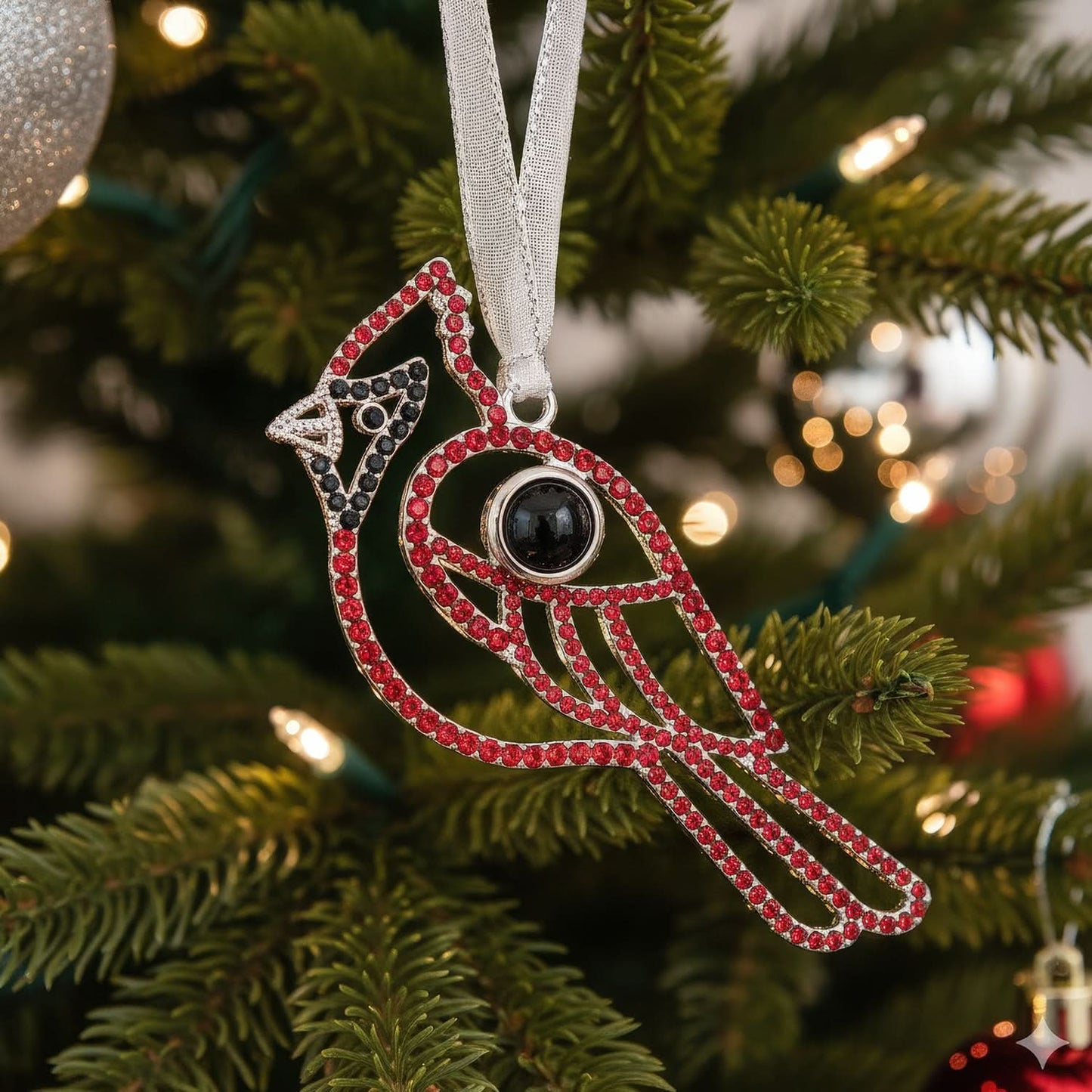 Ornamento fotografico personalizzato a forma di cardinale