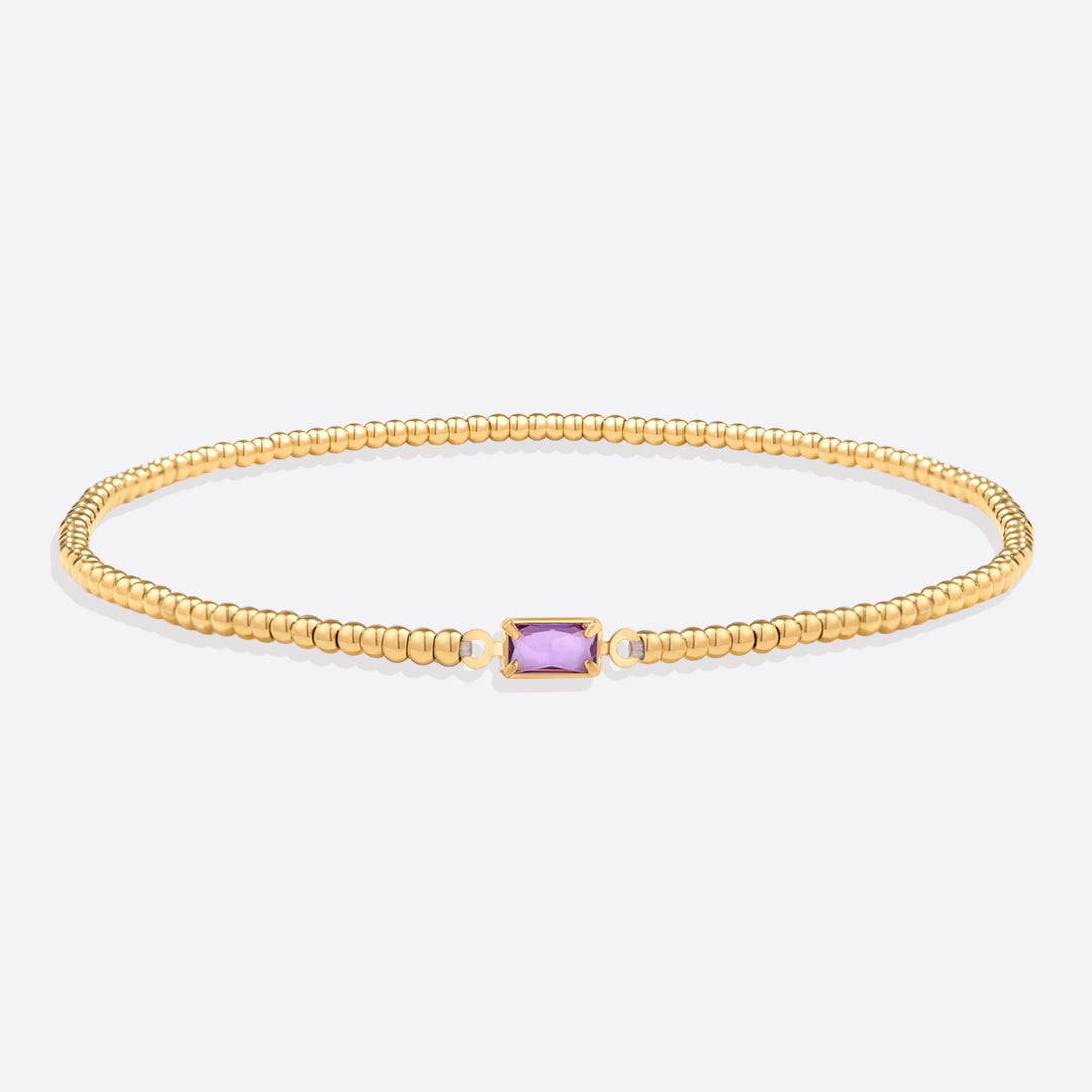 Bracciale con Pietra di Nascita e Perline Dorate
