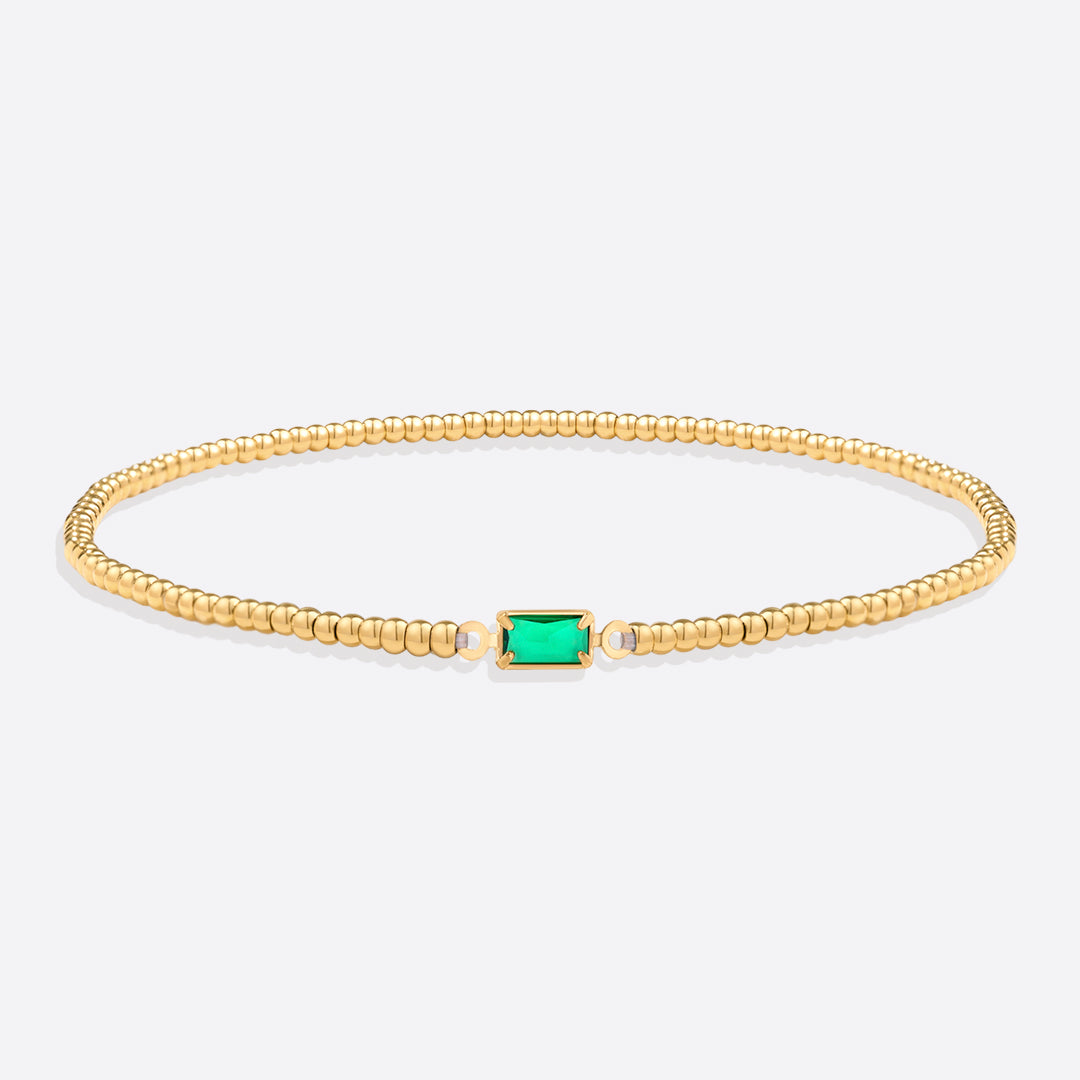 Bracciale con Pietra di Nascita e Perline Dorate