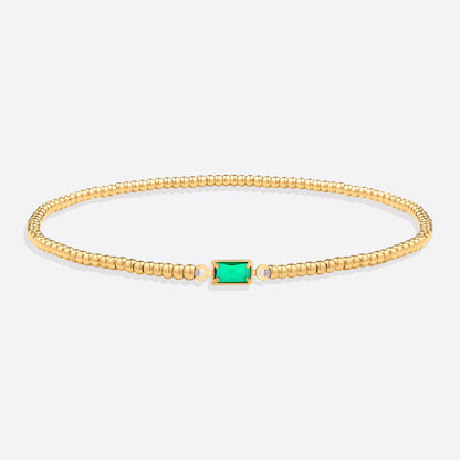 Bracciale con Pietra di Nascita e Perline Dorate