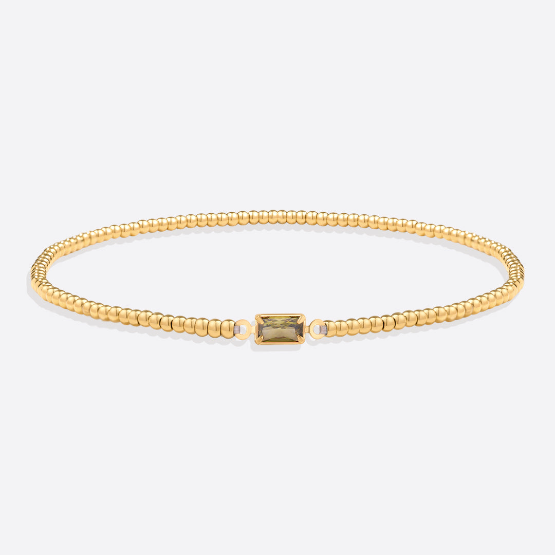 Bracciale con Pietra di Nascita e Perline Dorate