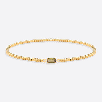 Bracciale con Pietra di Nascita e Perline Dorate