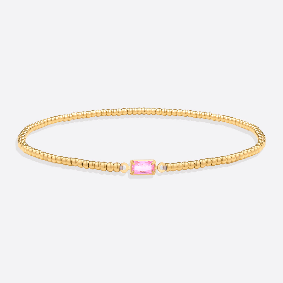 Bracciale con Pietra di Nascita e Perline Dorate