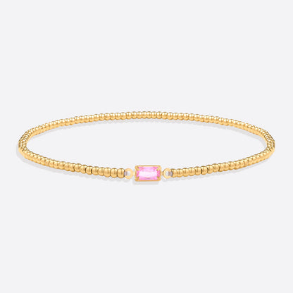 Bracciale con Pietra di Nascita e Perline Dorate