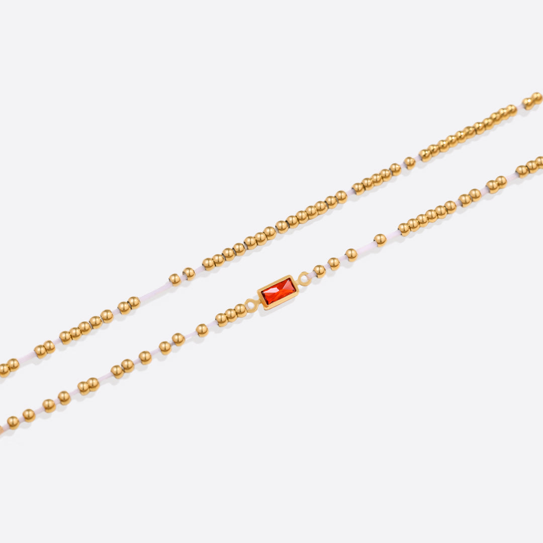 Bracciale con Pietra di Nascita e Perline Dorate