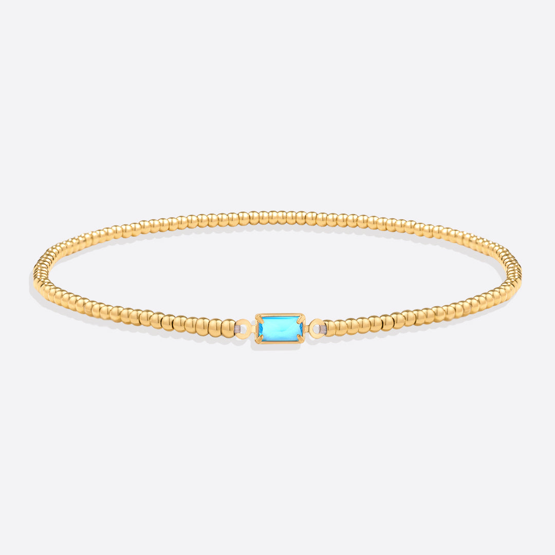 Bracciale con Pietra di Nascita e Perline Dorate